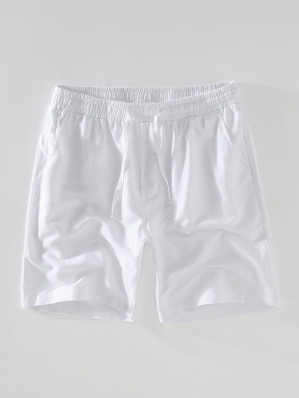 Linen Cotton Blend Drawstring Shorts