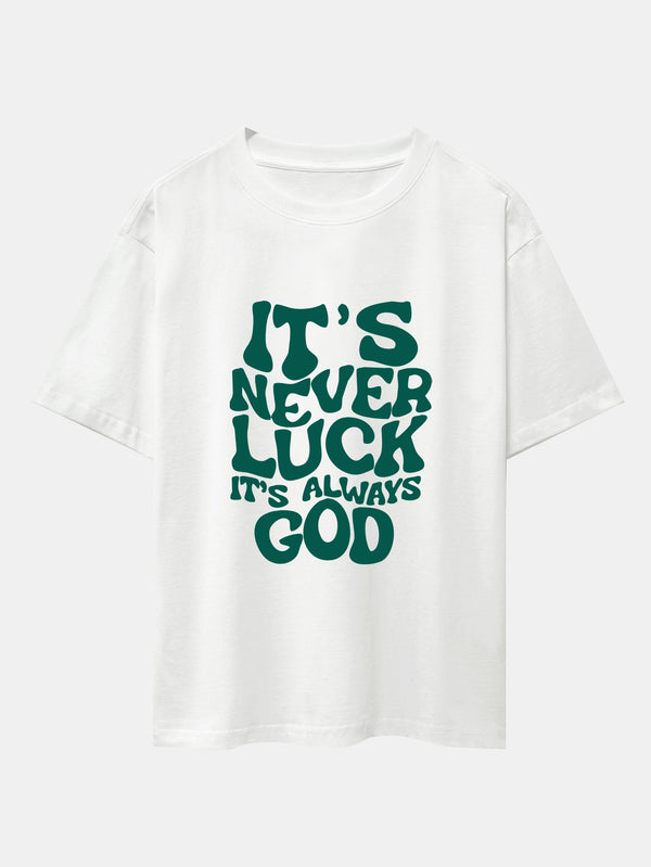 God Slogan Print Drop Shoulder Oversize T-Shirt