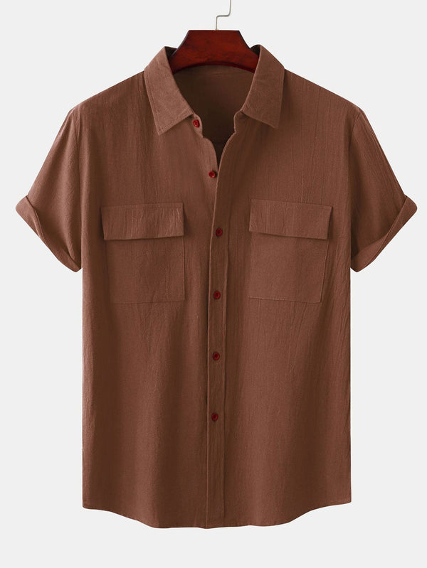 Man Button Up Shirt With Patch Pockets