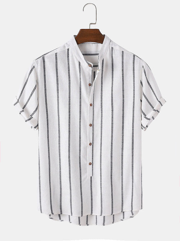Stripes Cotton Henley Shirts