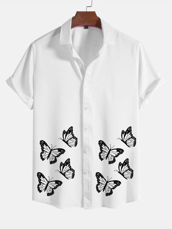 Butterflies Print Short Sleeve Shirts