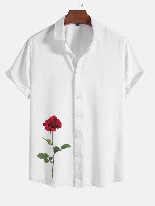 Red Rose Graphic Print Shirts
