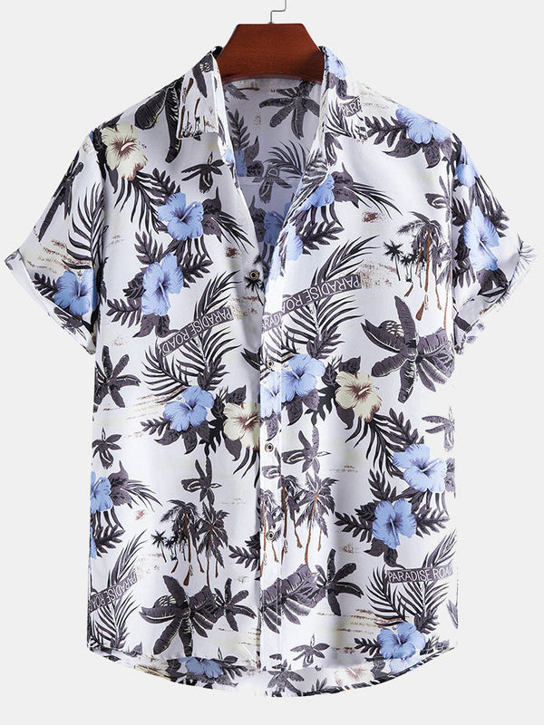 Flowers Print Lapel Shirts