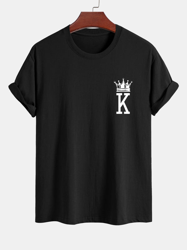 Regular Fit Crown King Print Cotton T-Shirt