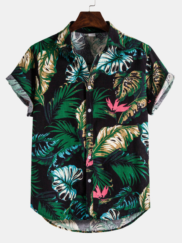 Palm Trees Print Cotton Shirts
