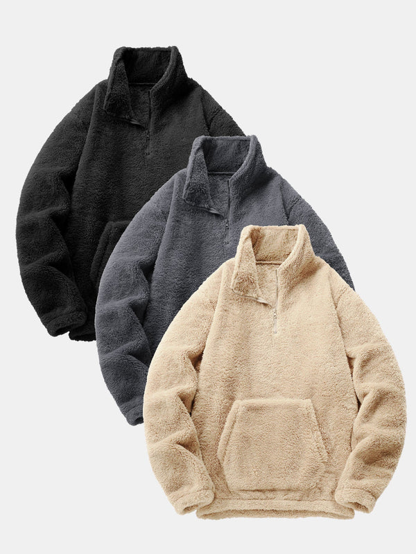 3 Pieces Quarter Zip Teddy Sweatshirts