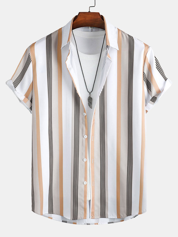 Stripe Print Button Up Shirt