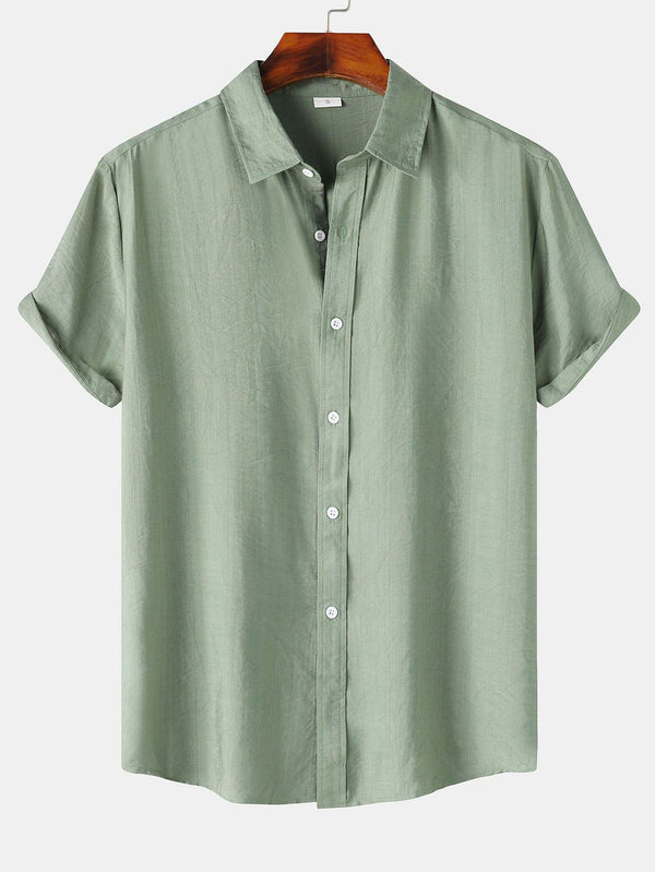 Short Sleeve Textured Button Up Shirt