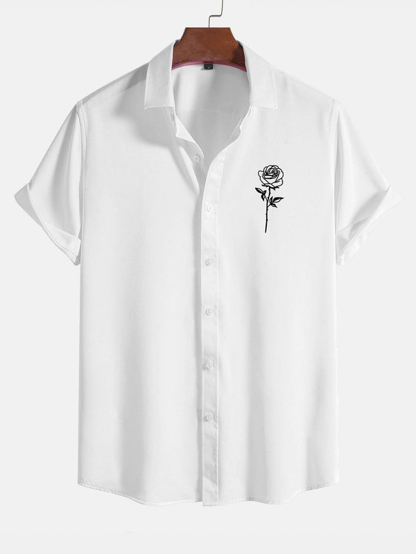 Rose Print Short Sleeve Shirts