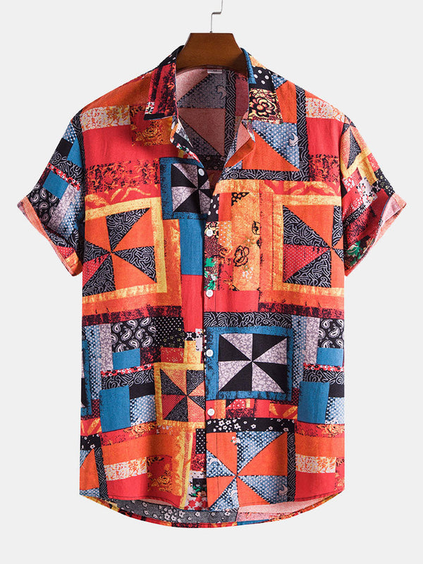 Ethnic Patchwork Print Shirt