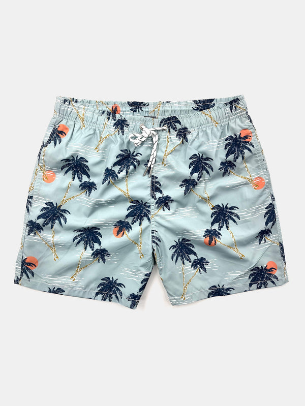 Palm Tree Sunset Print Swim Shorts