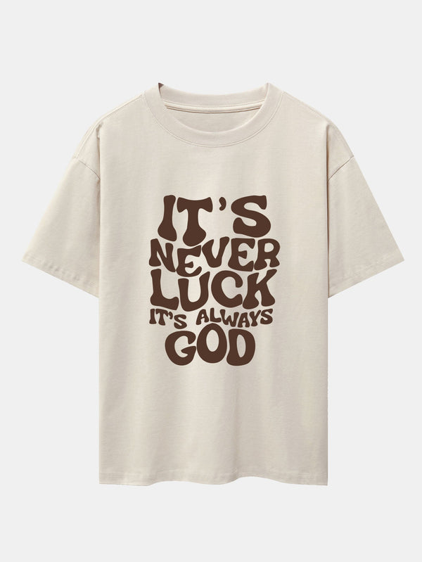 God Slogan Print Drop Shoulder Oversize T-Shirt