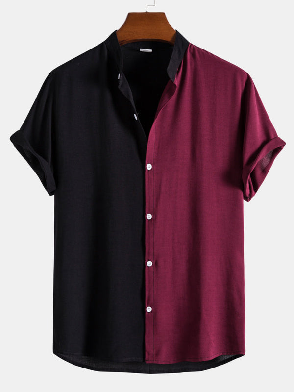 Contrast Color Short Sleeve Shirts #This item will shrink after washing, so we highly recommend choosing one size up#