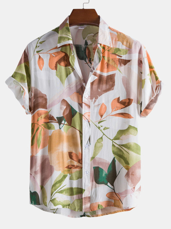 Floral Print Revere Collar Shirts