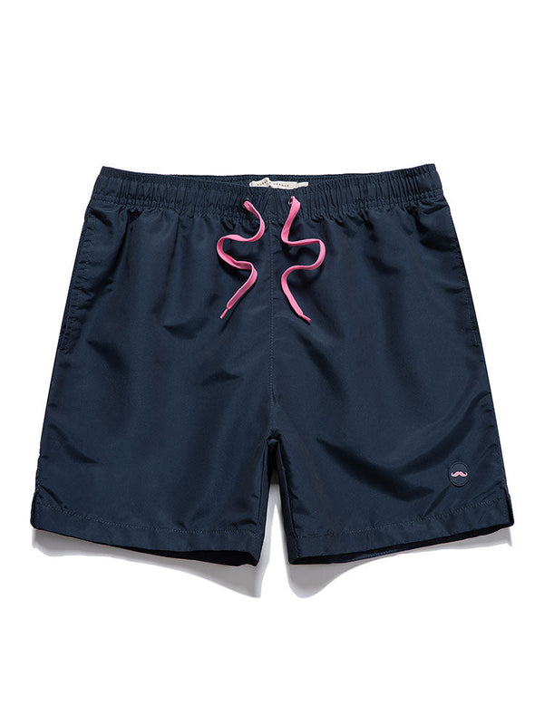 Mustache Badge Drawstring Swim Shorts