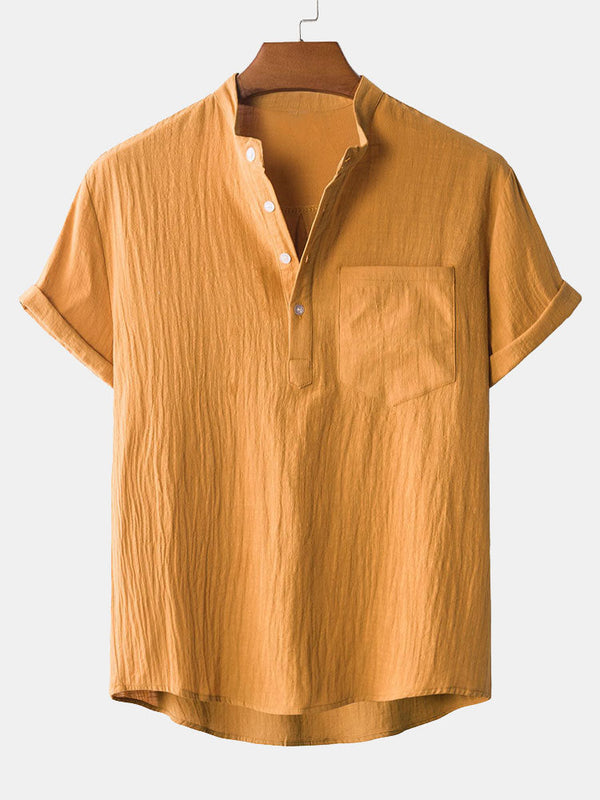 Henry Collar Shirt With Pocket