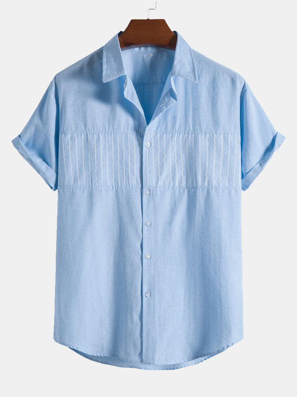 Striped Patchwork Button Up Shirt