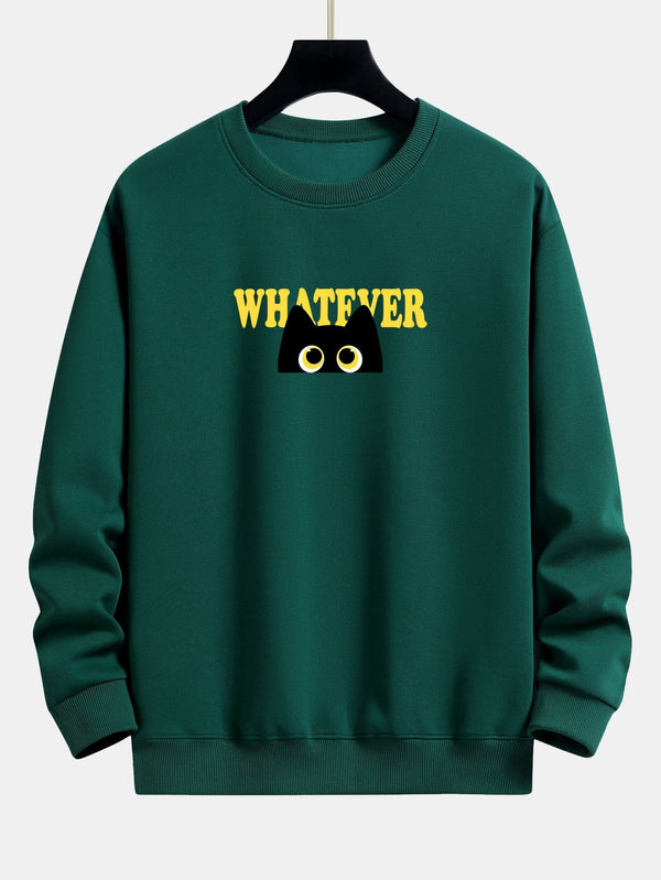 Whatever Black Cat Print Relax Fit Sweatshirt