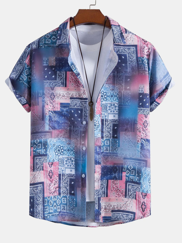 Paisley Bandana Print Button Up Shirt