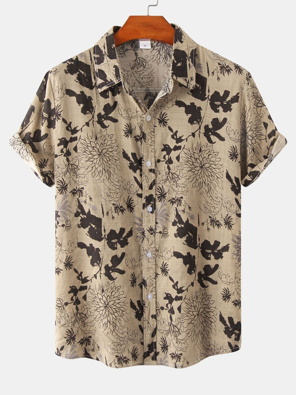Ink Floral Print Button Up Shirt