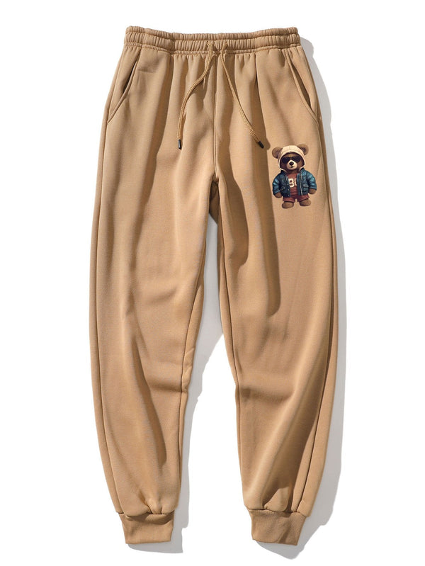 Bear In Leather Jacket Print Jogger Pants