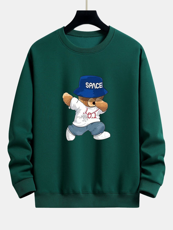Bear With Hat Print Relax Fit Sweatshirt