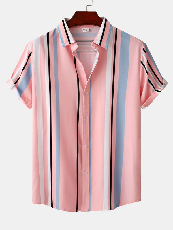 Stripe Print Button Up Shirt
