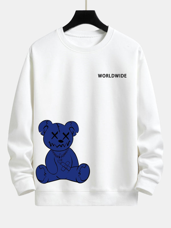 Worldwide Blue Bear Print Relax Fit Sweatshirt