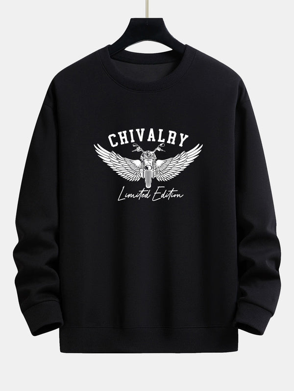 Wings Motorcycle Print Relax Fit Sweatshirt