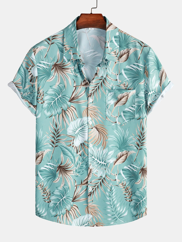 Tropical Print Button Up Shirt