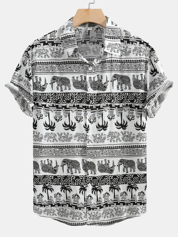 Elephant Print Button Up Shirt