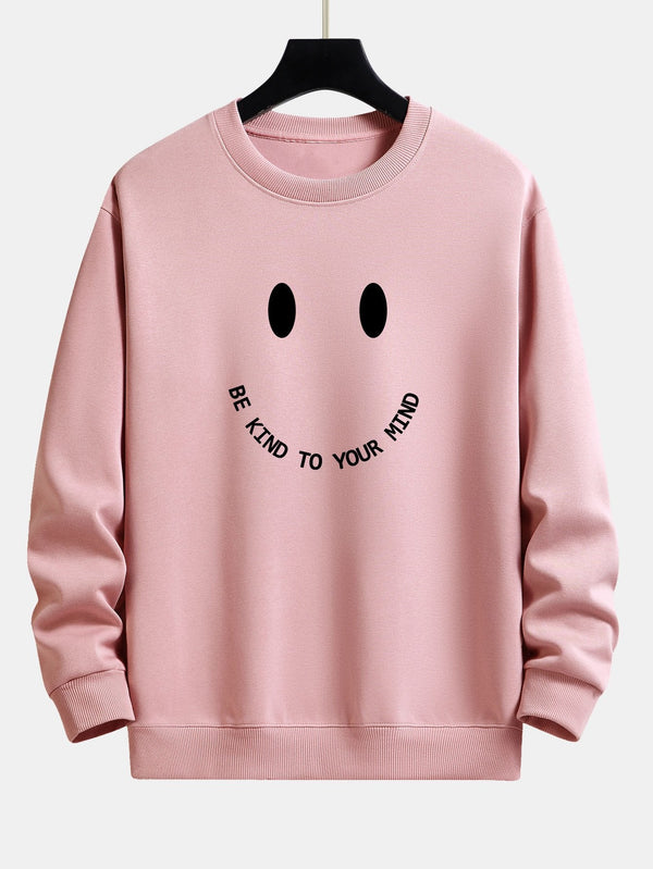 Smiley Face Slogan Print Relax Fit Sweatshirt