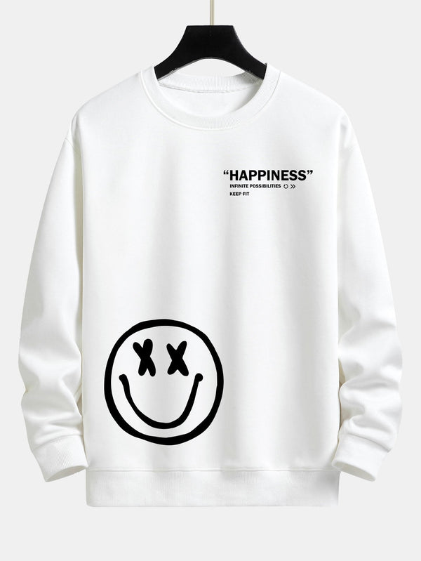 Smiley Face Slogan Print Relax Fit Sweatshirt