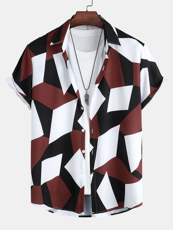 Geometry Print Button Up Shirt