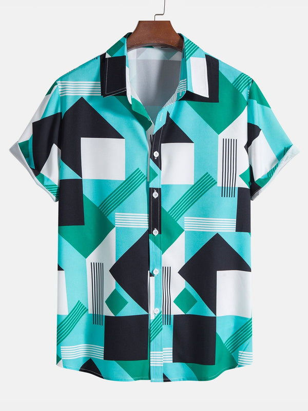 Color Block Stripe Print Shirt